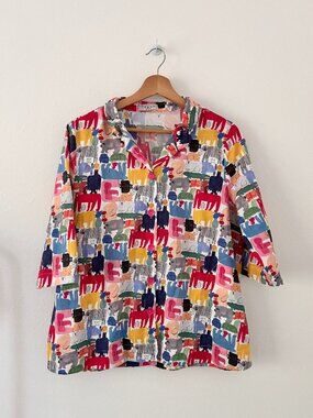 Terra SJ Apparel Printed Button Down Top